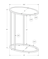 Monarch 25" Contemporary Oval Chrome Metal Base C-Shaped Side Accent Table - Mirrored Glass Top Finish(m-4)