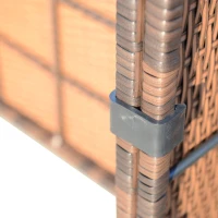 Outsunny Outdoor Patio Loveseat Set, 3 Piece PE Wicker Furniture with 2 Seats, Built-in Table, 2 Ottoman Storage Bins, All-Weather Reclining Lounge, Cushions, Brown(m-14)