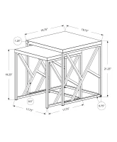Monarch 2 Piece Contemporary Polished Chrome Metal Frame Accent Side End Nesting Table Set - Grey Cement-Look Finish(m-4)