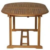 Outsunny Acacia Wood 9 Piece Extendable Oval Patio Dining Table Set(m-8)