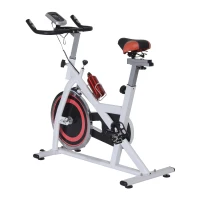 Soozier Pro Upright Indoor Cardio Bike with LCD Monitor – White and Red(m-1)