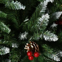 HOMCOM 7ft Artificial Pine Tree Holiday Home Christmas Decoration with Removable Branches, Pinecone - Red Berries(m-18)