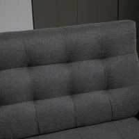 HOMCOM Linen Fabric Convertible Sofa Bed with Button Tufted Back Design, Adjustable Angles and Wood Legs, Grey(m-19)