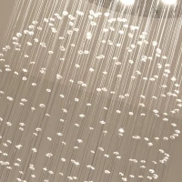 HOMCOM K9 Crystal Glass Fixture Raindrop Chandelier with Stainless Steel Board GU10 Bulb Compatible(m-9)