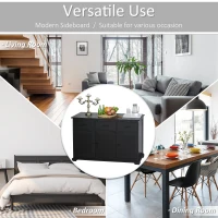 HOMCOM Buffet Storage Cabinet for Kitchen Entryway with 2 Cabinets and 3 Drawers, Adjustable Shelves, Black(m-7)