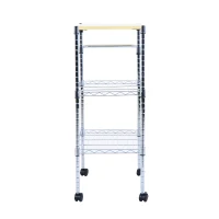 HomCom 32” Portable 3 Tier Rolling Kitchen Cart With 2 Wire Storage Shelves(m-6)