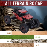 Aosom 1:16 Scale 2.4Ghz 4WD RC Rock Crawler Off-Road Electric Monster Truck - Red(m-5)