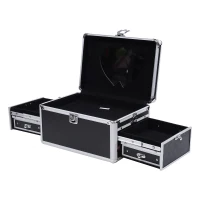 HomCom Cosmetic Train Case with Mirror - Black(m-5)