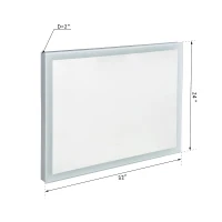 Open Box Kleankin 32" x 24" Aluminum Rectangular LED Illuminated Anti-Fog Bathroom Wall Mirror Stylish with Touch Bottons(m-3)