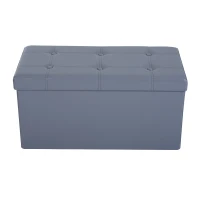 HomCom 30" Folding Tufted Storage Ottoman Bench - Gray(m-3)