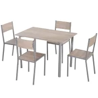 HOMCOM 5 Piece Dining Table Set for 4, Rectangular Kitchen Table and Chairs, Dining Room Set for Breakfast Nook, Small Space, Apartment, Dinette, Space Saving(m-1)