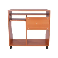 HomCom Wheeled Computer Cart - Cherry Wood(m-6)