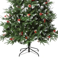HOMCOM 7ft Artificial Pine Tree Holiday Home Christmas Decoration with Removable Branches, Pinecone - Red Berries(m-13)