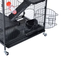 Pawhut 37” 4 Level Indoor Small Animal Cage Hutch - Black(m-6)