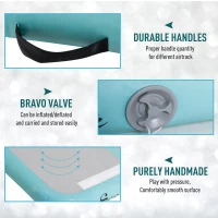 Soozier Gym Exercise Mat 16.5’ Air Track - Light Grey/Green(m-5)