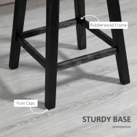 HOMCOM 28" Swivel Bar Height Bar Stools Set of 2, Armless PU Leather Upholstered Barstools Chairs with Nailhead Trim and Wood Legs, Dark Grey(m-6)