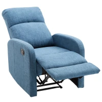 HomCom Linen Fabric Manual Recliner Lounger Chair  with Footrest - Blue(m-9)