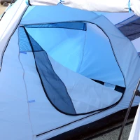 Outsunny 15' x 7.5' Taffeta/ Fiberglass 4-6 Person Lightweight Portable Outdoor Camping Tent with Carry Bag Spacious - Blue/White(m-6)