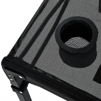 Outsunny Outdoor Folding Camping Table with Cup Holders - Black(m-11)