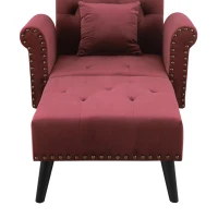 HOMCOM Wine Red Reclining Sofa Bed with Adjustable Backrest & Wooden Legs, Modern Relaxing Lounge Chair for Living Room or Office(m-9)