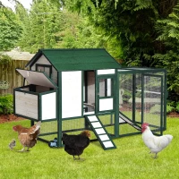 PawHut 100" Portable Wooden Chicken Coop Kit With Wheels, Run And Nesting Box (m-3)