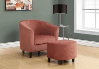 Monarch Curved Back Quilted Fabric Accent Barrel Tub Chair with Matching Ottoman - Dusty Rose(m-2)