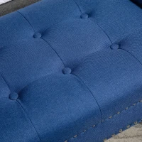 HOMCOM Modern Button Tufted Sitting Bench/Accent Fabric Upholstered Ottoman for Bedroom or Living Room, Blue(m-8)
