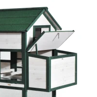 PawHut 100" Portable Wooden Chicken Coop Kit With Wheels, Run And Nesting Box (m-9)