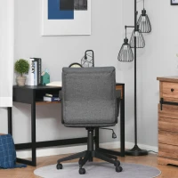 Vinsetto Mid Back Linen Fabric Home Office Chair, Computer Task Chair with Ergonomic Lined Wide Seat, Thick Padding, and 360° Swivel Wheels, Gray(m-12)