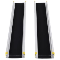 HOMCOM 6-8ft Aluminum Foldable Wheelchair Ramp Scooter Mobility Easy Access Carrier with Sturdy Telescoping Design(m-9)