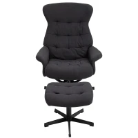 HOMCOM Fabric Recliner with Footrest - Modern Elegant Reclining with Sturdy Metal Base - Thick Padded Cushion - Dark Grey(m-7)