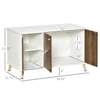 PawHut Cat Litter Box Enclosure Hidden Cat Furniture w/ Adjustable Shelf Magnetic Door(m-3)