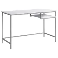 Monarch 48" Contemporary Industrial-Style Computer Writing Desk - White / Silver Metal(m-1)