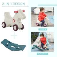 Qaba 2 in 1 Rocking Horse & Sliding Car for Indoor & Outdoor Use, Gray and Green(m-7)