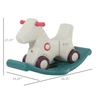 Qaba 2 in 1 Rocking Horse & Sliding Car for Indoor & Outdoor Use, Gray and Green(m-3)