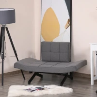HOMCOM Convertible Accent Chair Single Sofa with Upholstered Fabric Cushion and Steel Legs for Compact Living Room, Grey(m-9)
