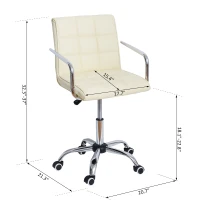 HOMCOM Modern PU Leather Midback Small Office Chair-Beige(m-7)