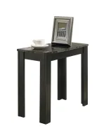 Monarch 22" Transitional Style Rectangular Marble-Look Top Wood Grain-Look Legs Side Accent End Table - Black / Grey Finish(m-1)