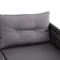 Outsunny 3 Piece Patio Furniture Set, Rattan Outdoor Sofa Set with Chaise Lounge & Loveseat, Soft Cushions, Tempered Glass Table, L-Shaped Sectional Couch, Gray(m-11)