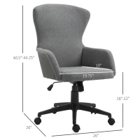 Vinsetto Swivel Office Chair Modern Linen Upholstered Home Computer Desk Task Chair with Cushioned Arm, Wheels, Adjustable Height, Grey(m-3)