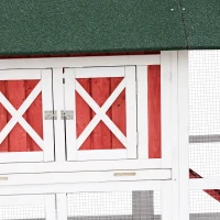 PawHut 47" Barn Backyard Chicken Coop With Covered Run And Nesting Box(m-7)