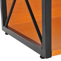 HomCom 3 Tier Wood X-Frame End Table - Black(m-12)