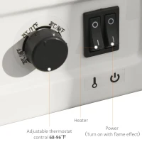 HOMCOM Electric Fireplace Heater, Fireplace Stove with Realistic LED Flames and Logs, Remote Control and Overheating Protection, 1400W, White(m-6)