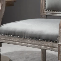 HOMCOM Vintage Dining Chair with High Back, Thick Sponge Padded Seat and Section Armrest with Wood Frame, Gray(m-15)