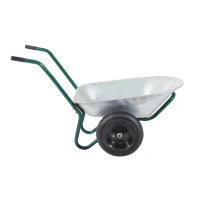 Outsunny 2 Cubic Feet Two Wheel Metal Wheelbarrow - Silver/Green(m-2)