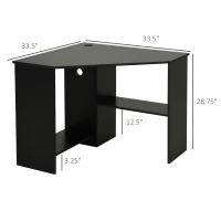 HOMCOM Corner Computer Desk with Storage Shelf, Writing Table Study Workstation for Home Office, Black(m-3)