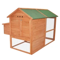 PawHut 71" Wooden Backyard Chicken Coop Hen House With Outdoor Run And Nesting Box(m-6)