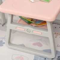 Qaba 3-Piece Kids Table and Chair Set Writing Desk with Armrest, Storage Space for Toddler Activities, Pink(m-9)