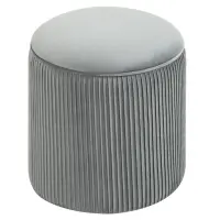 HOMCOM 15'' Small Padded Ottoman Foot Stool with Wrinkle Fabric Design, Thick Sponge Padding and Solid Base, Grey(m-1)