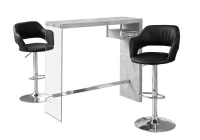 Monarch 48" Modern Cement-Look Top Tempered Glass Sides Home Bar Table with Floating Storage Drawer - Grey Tones Finish(m-1)